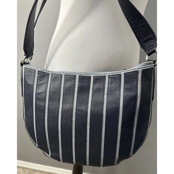 New Michael Kors Brooklyn Appliqué Medium Convertible Hobo Bag Blue Shoulder Bag - Picture 2 of 8